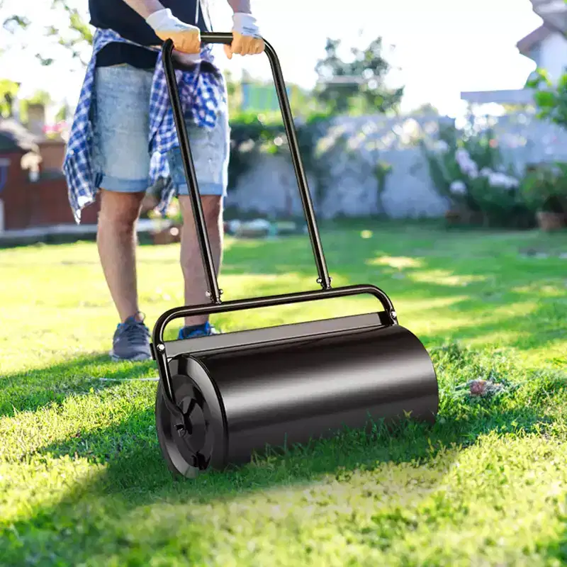 VEVOR Lawn Roller, 13 Gallon Sand/Water Filled Yard Roller, Steel Sod Roller with Easy-turn Plug and U-Shaped Ergonomic Handle , Black