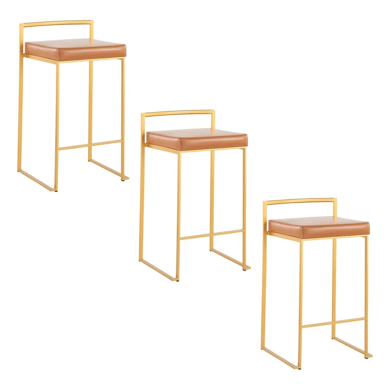 Silver Orchid Forrest Gold Stackable Fully Welded Counter Stool (Set of 3)