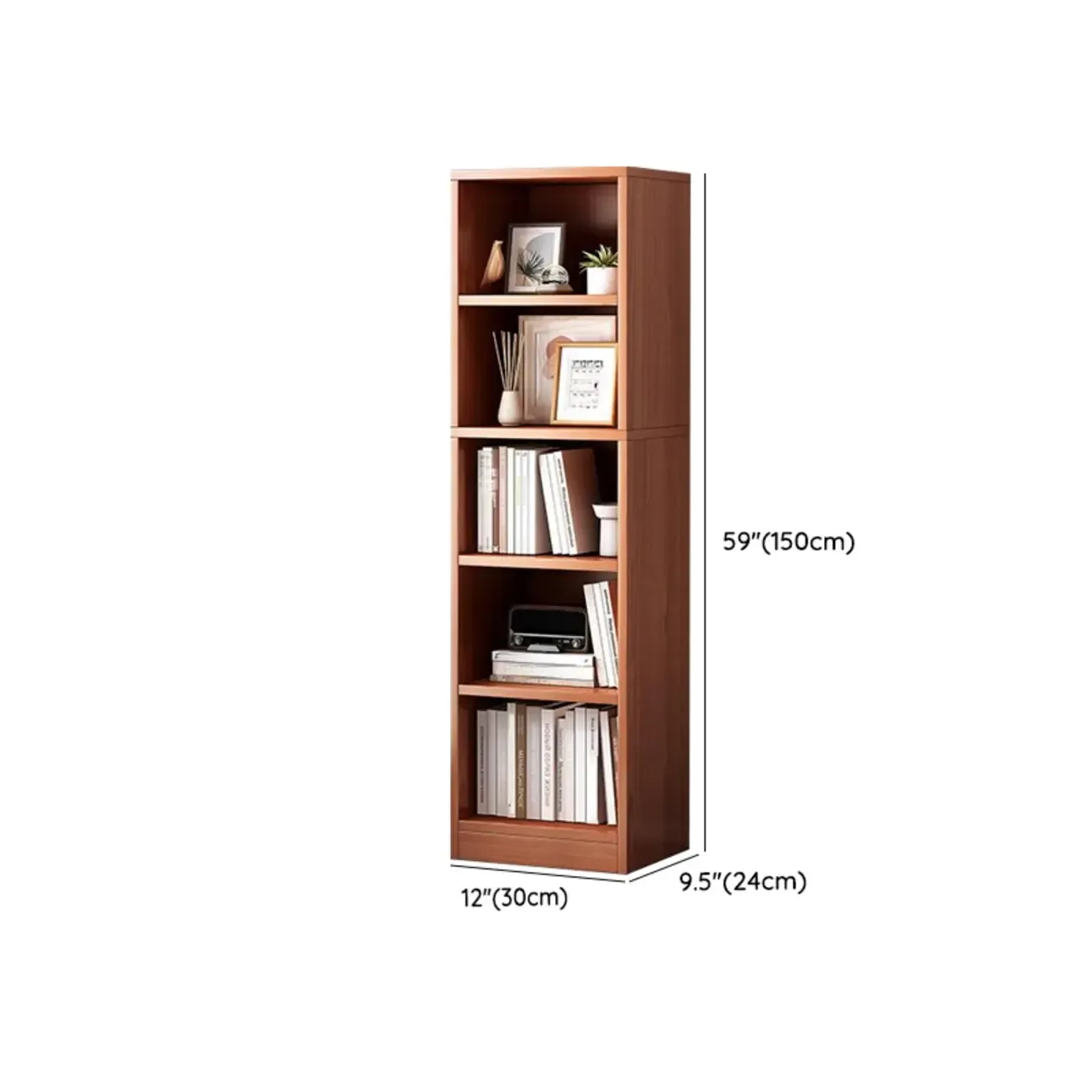 Modern Multi-Layer Brown Lumber Closed Back Bookcase