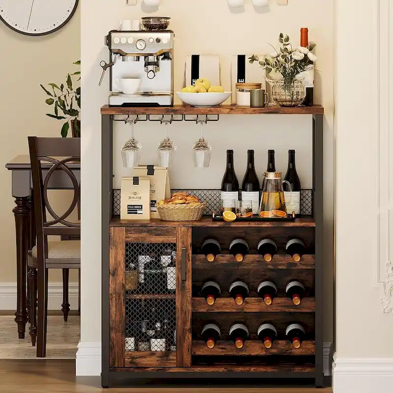IDEALHOUSE Wine Bar Rack Cabinet with Light