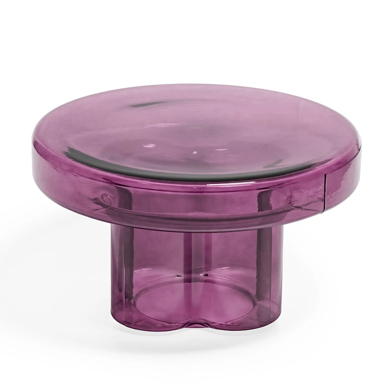 Modern Artistic Flower Glass Round Coffee Table Side Table