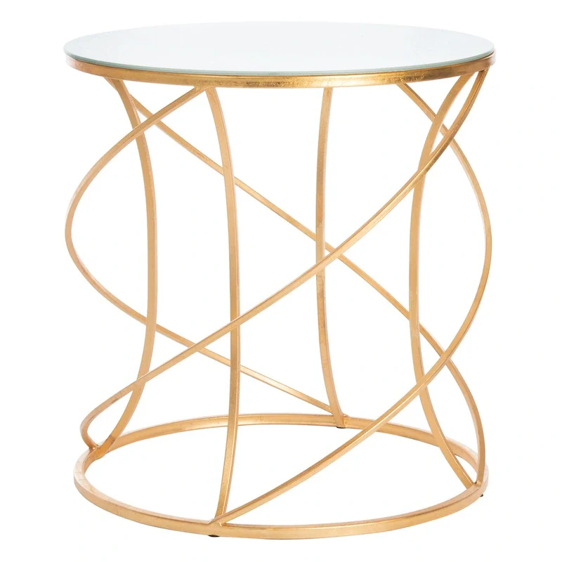 Gold White Top Accent Table