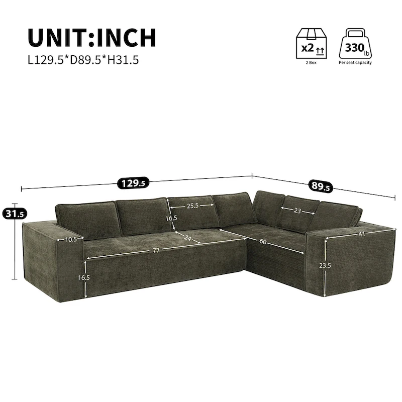 L-Shaped Modular Sectional Sofa, Chenille Cloud Sofa Set
