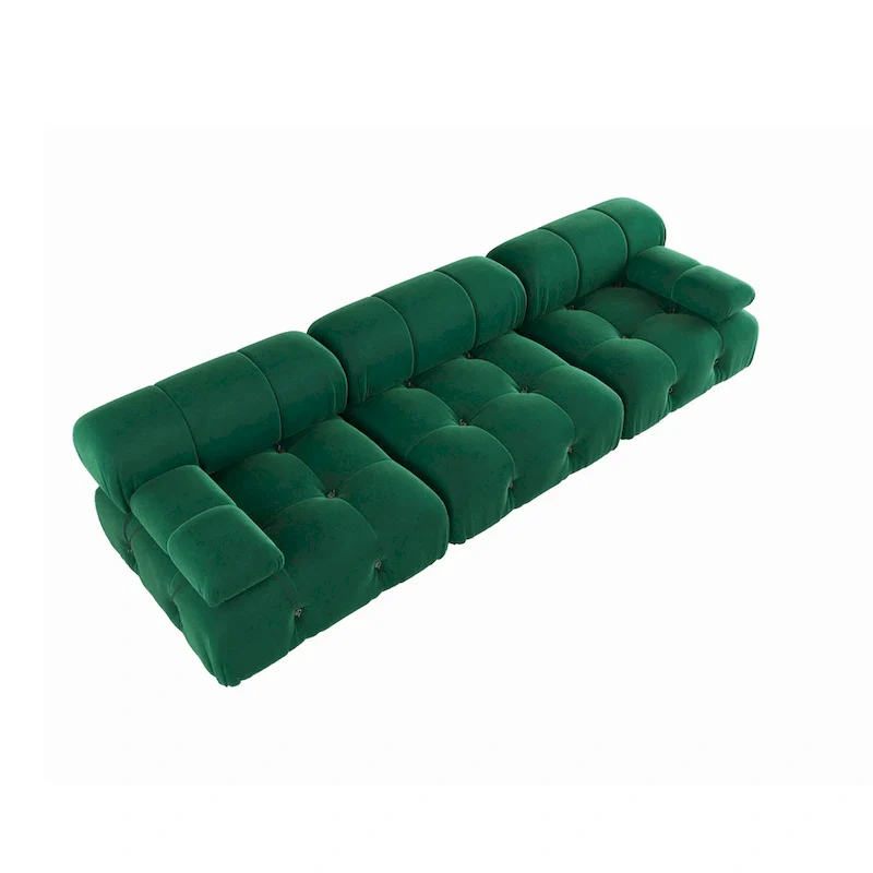 Velvet Sectional Sofa Reversible Modular Couch, Green