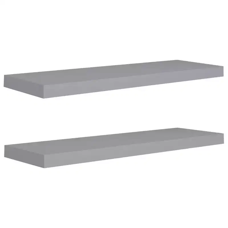 Wall Shelf Set of 2 Grey Honeycomb MDF, Metal 2 pieces, Medium