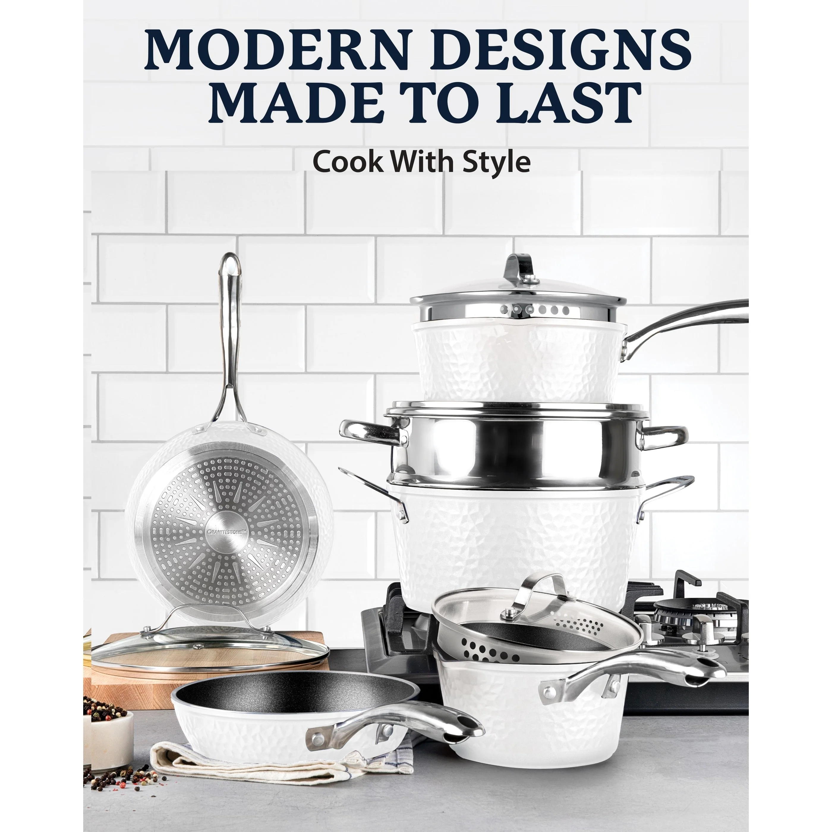 Granitestone Charleston Hammered 15 Piece Nonstick Cookware Set