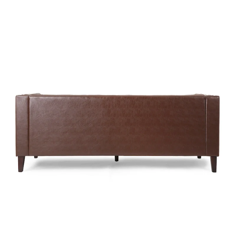 Pondway Faux Leather Tufted 3 Seater Sofa by Christopher Knight Home