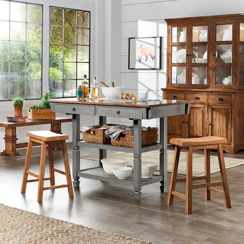 Elena 2-tone Antique Kitchen Island Buffet by iNSPIRE Q Classic