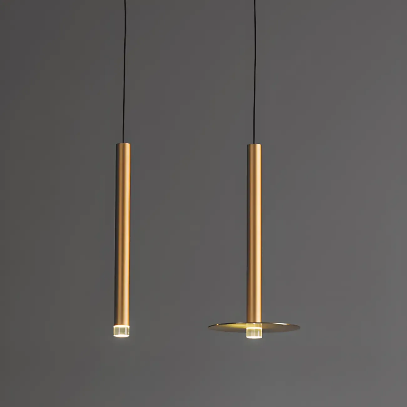 Modern Slim Gold Cylinder LED Dining Pendant Light