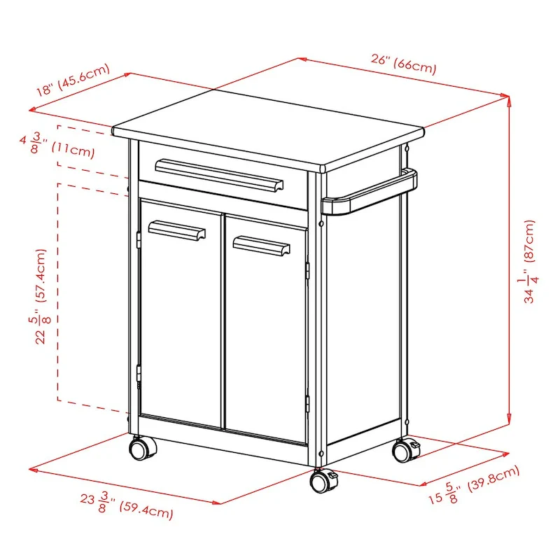 Hackett Kitchen Cart, Natural - 26.9 x 18.2 x 34.3 inches