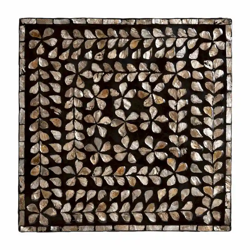 Feronia Modern Bohemian Black and Bronze Mother of Pearl End Table