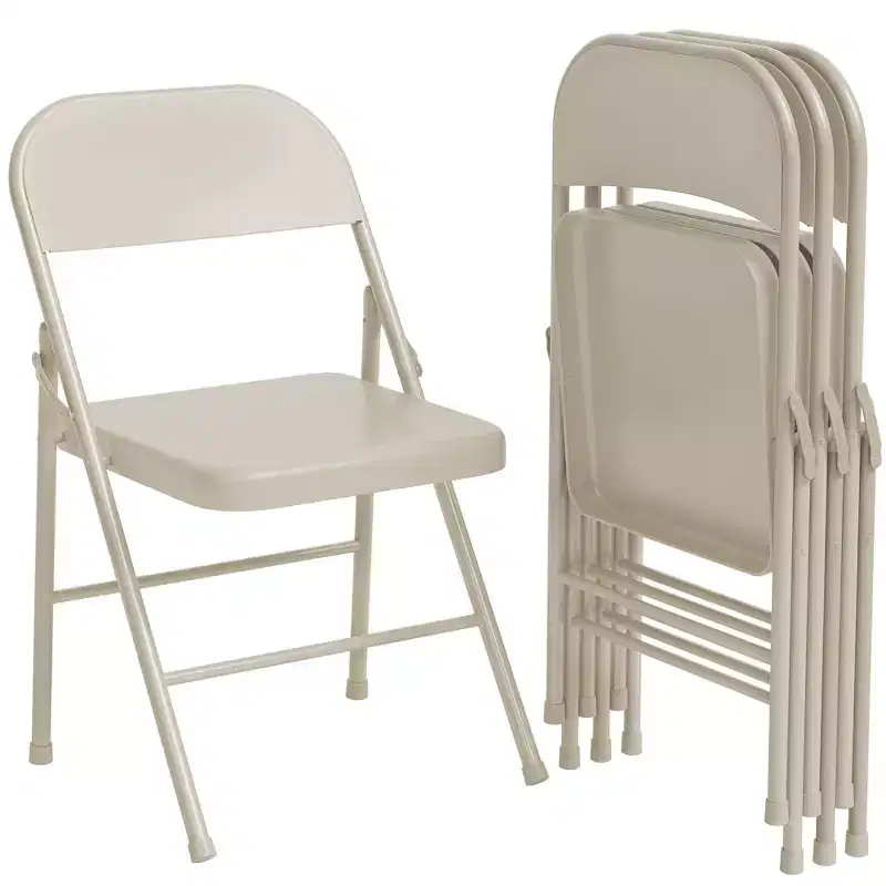 Whizmax 2-Pack Folding Chairs, 350lb Capacity Metal Frame, Portable Black Foldable Chairs for Indoor/Outdoor, Dining/Living Room & Office