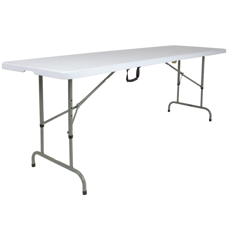 30W x 96L Adjustable Bi-Fold Granite White Plastic Table with Carrying Handle