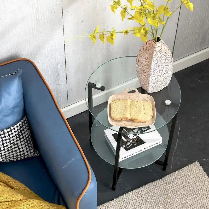 2-Piece Set (Clear) Tempered Glass End Table