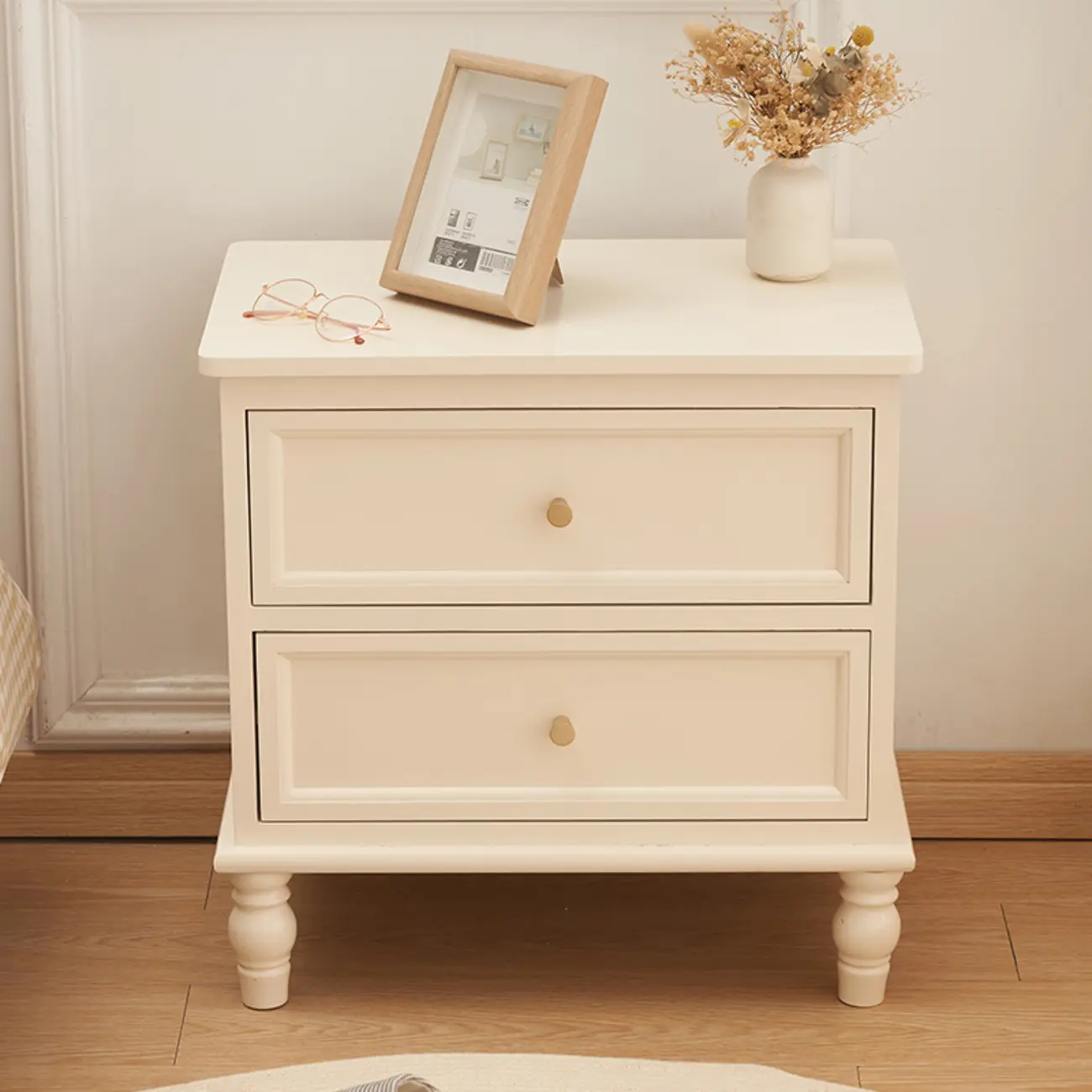 Classic Pure White Wood 3-Drawer Nightstand
