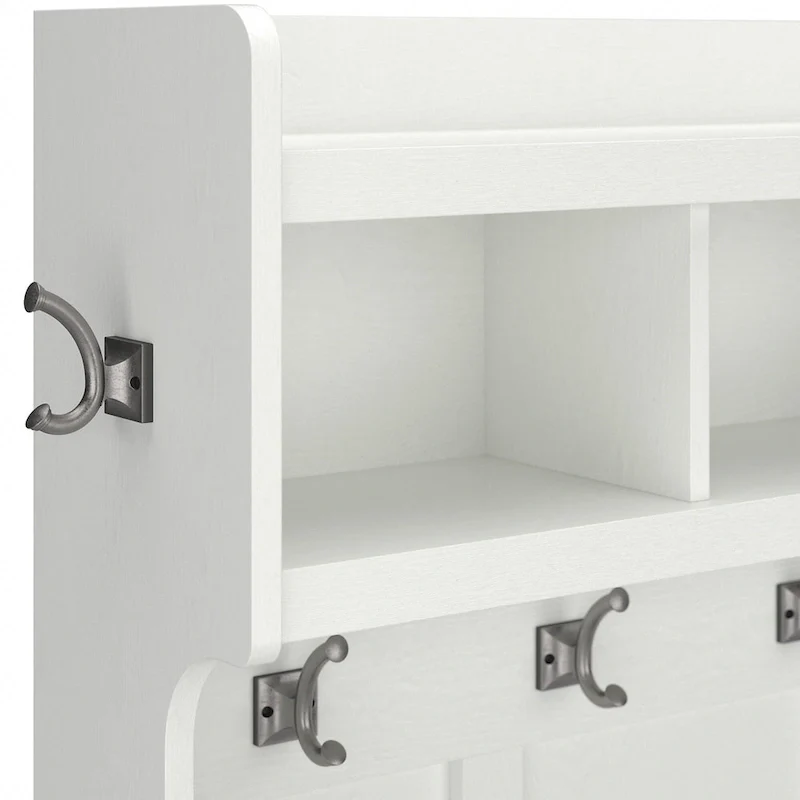 Woodland 40W Hall Tree and Shoe Bench with Shelves by Bush Furniture