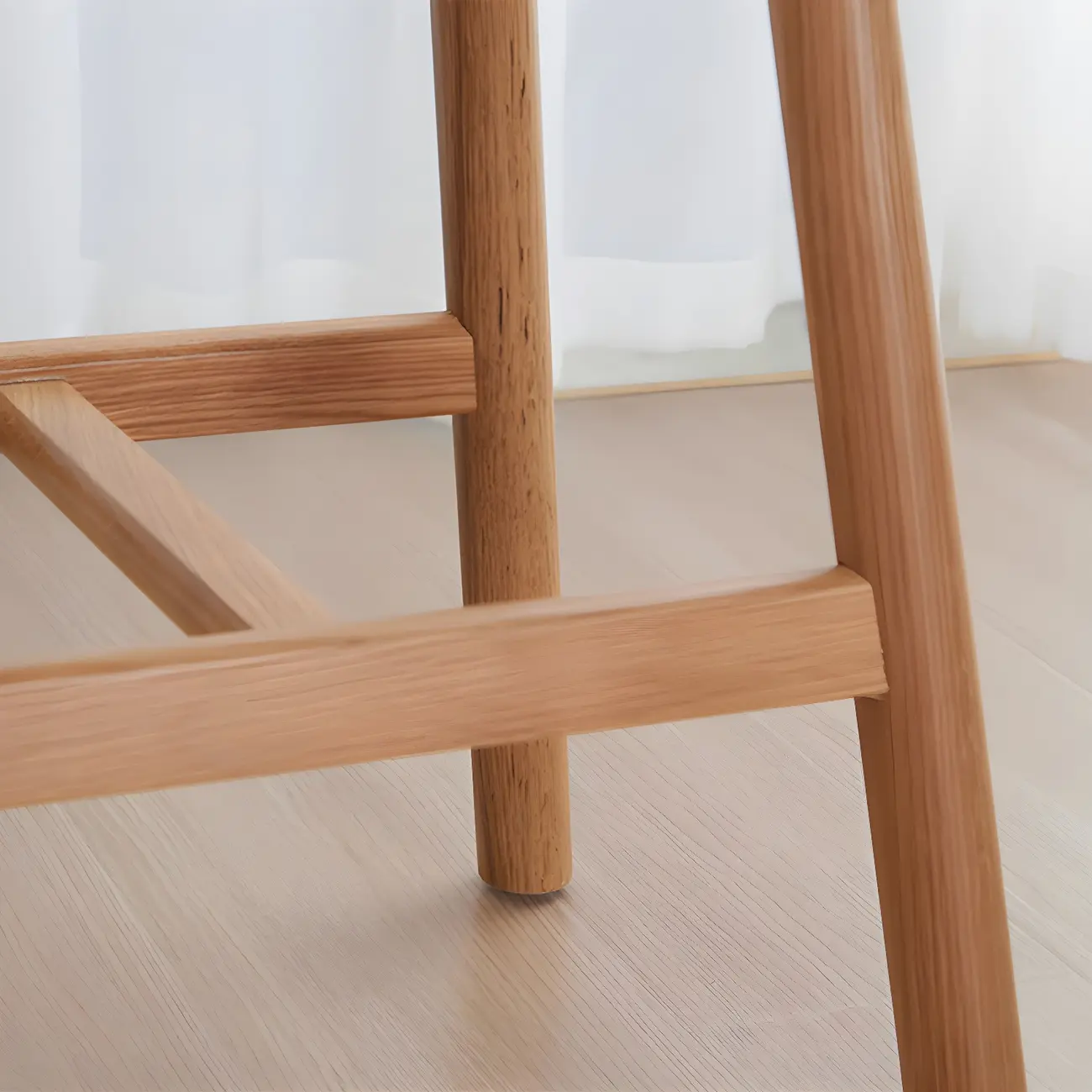 Brown Oak Wood  Ratten Seat Backless Counter Bar Stools