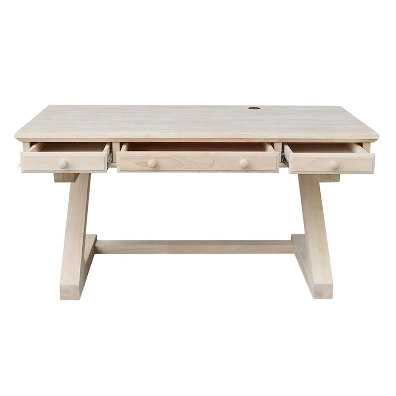 Solid Wood Unfinished Executive Desk with Zodiac Base