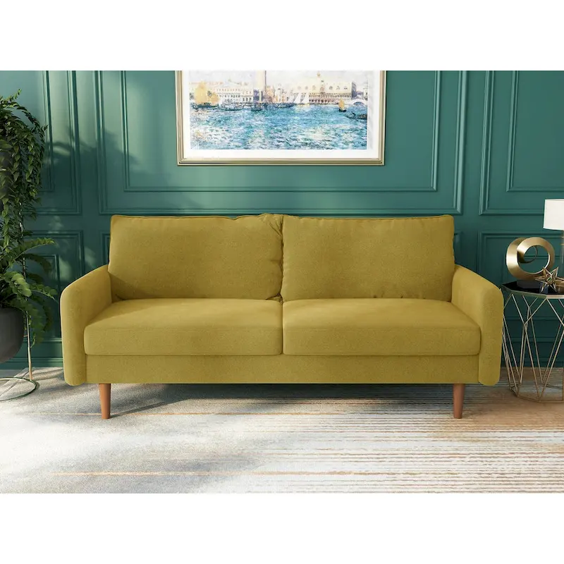 Velvet Square Arm Sofa - Multiple Colors, Contemporary Design, Seats 2-3