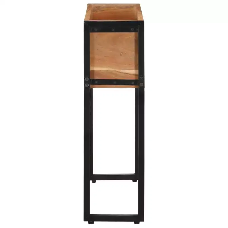 vidaXL Planter Natural wood with black metal frame