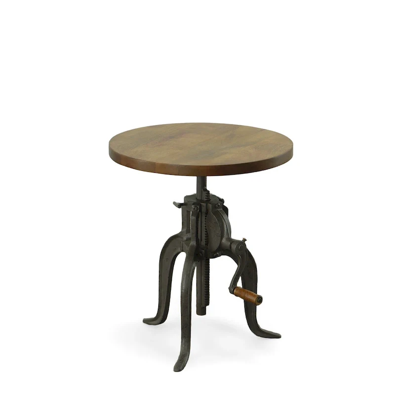Carolina Living Regan Adjustable Accent Table - Chestnut Top - Black Base
