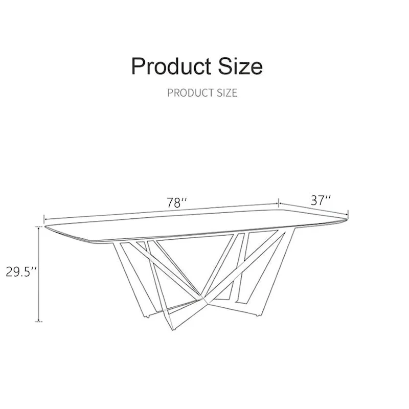 White Sintered Stone Dining Table with Steel Base