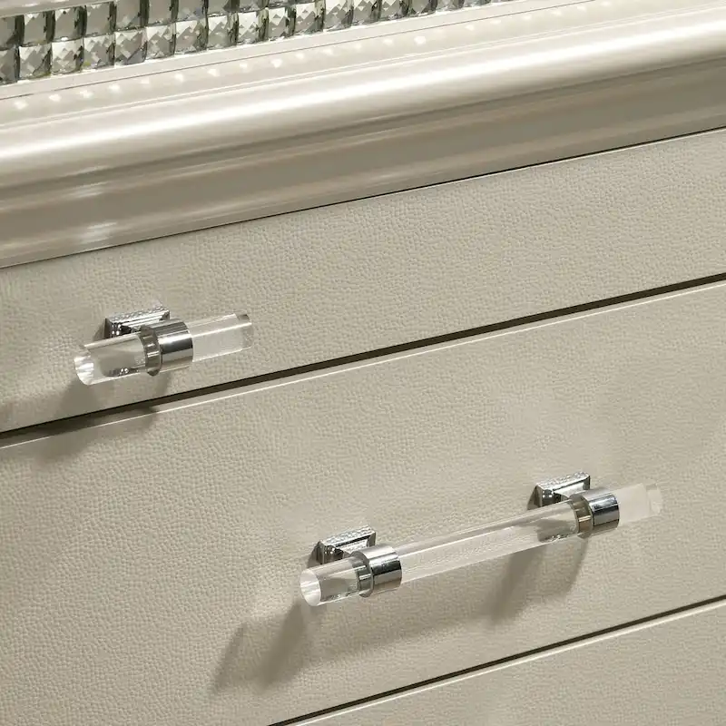 Transitional White Nightstand and Dresser