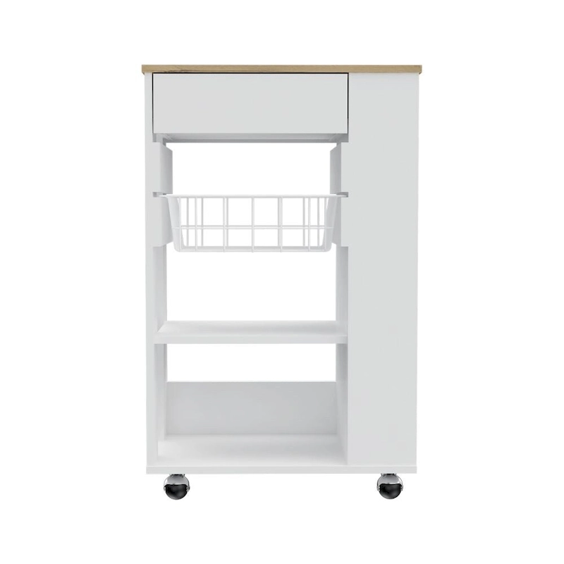5-Shelf 1-Drawer Kitchen Cart White and Light Oak
