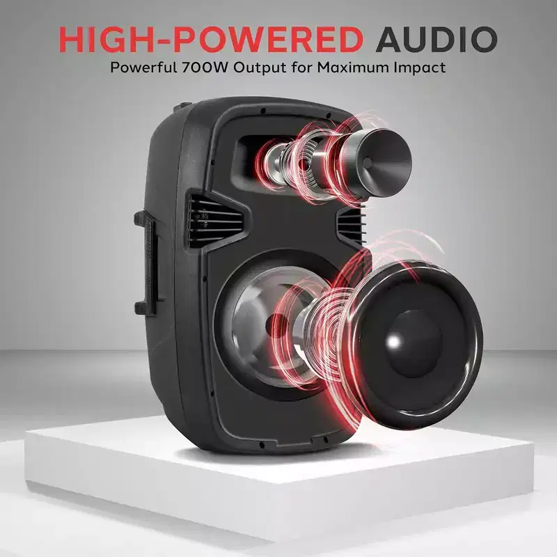 Active Passive PA Loudspeaker System for Streaming with Bluetooth, Wired Microphone, 2 Stands, 700W Power