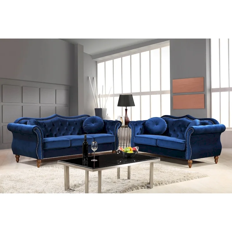 Mantel Mid-century Nailhead Chesterfield Sofa Set