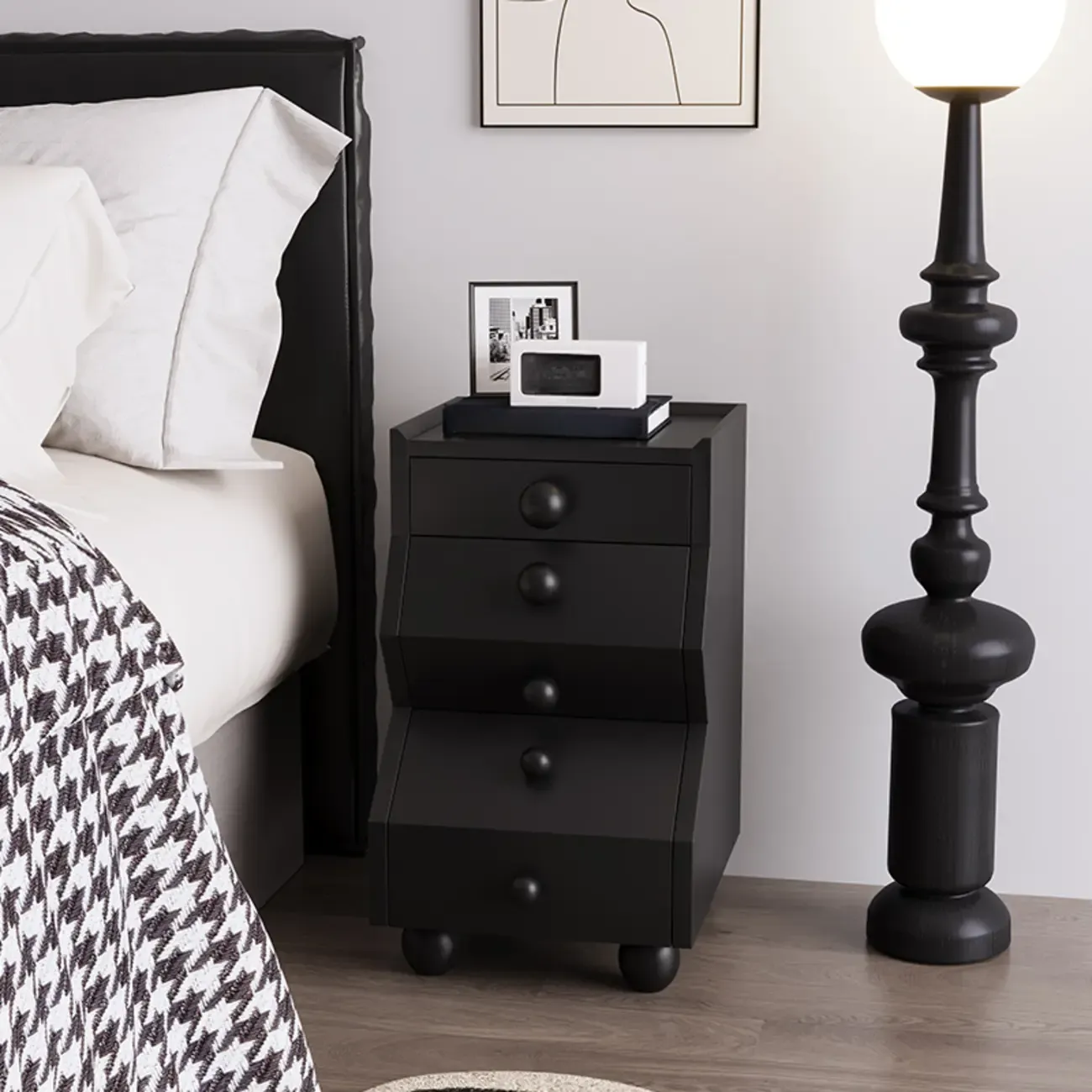 Modern Wood Top 3 Drawers Nightstand with Legs