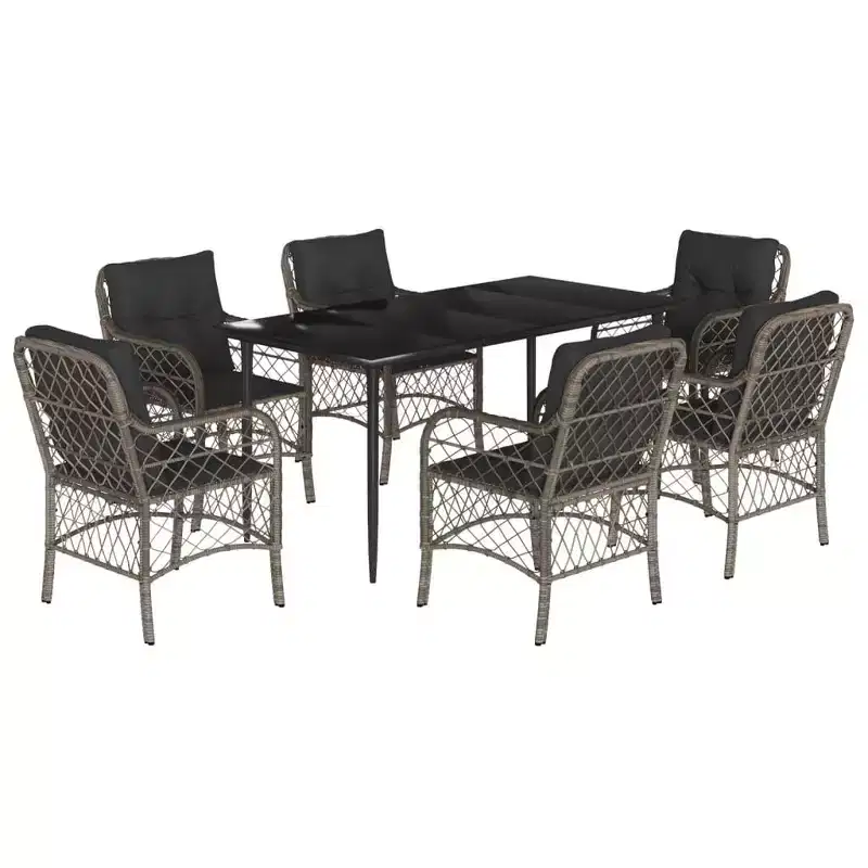 vidaXL Modern Poly Rattan Bistro Set with Cushions