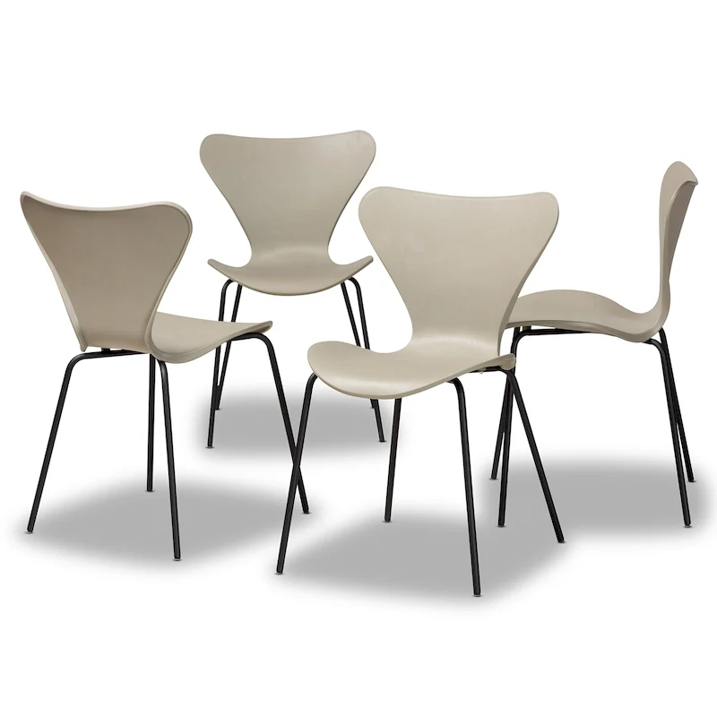 Modern and Contemporary 4-Piece Plastic/Metal Dining Chair Set