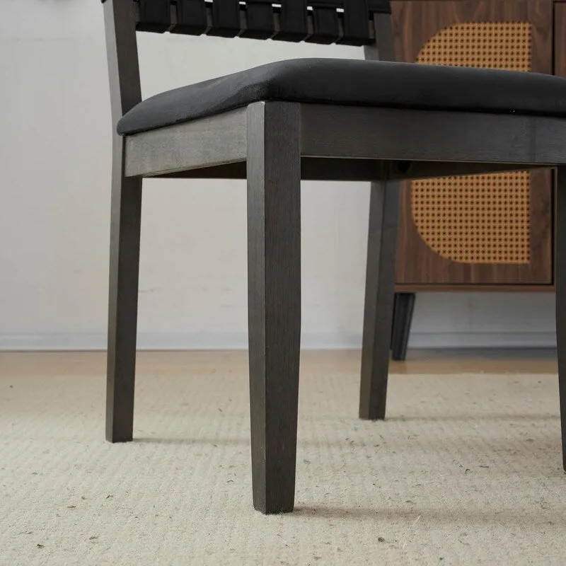 Mid Century Modern Wooden Dining Chairs Set of 2