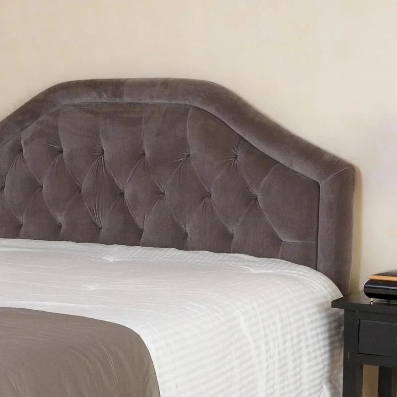 Adjustable Tufted Headboard, Full/Queen – Grey / Light Grey / Beige / Light Beige