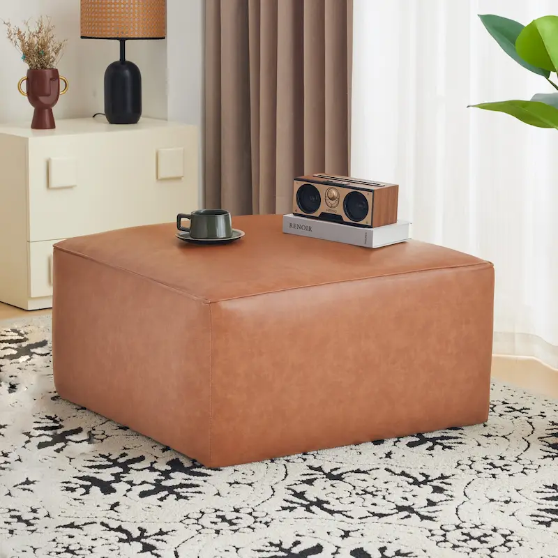 Christopher Knight Home - Yzabella Faux Leather Square Ottoman