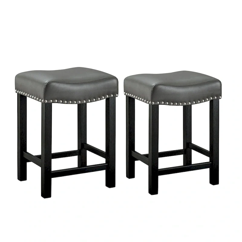 Steve Silver Ariana Gray Faux Leather Counter Stool - Set of 2