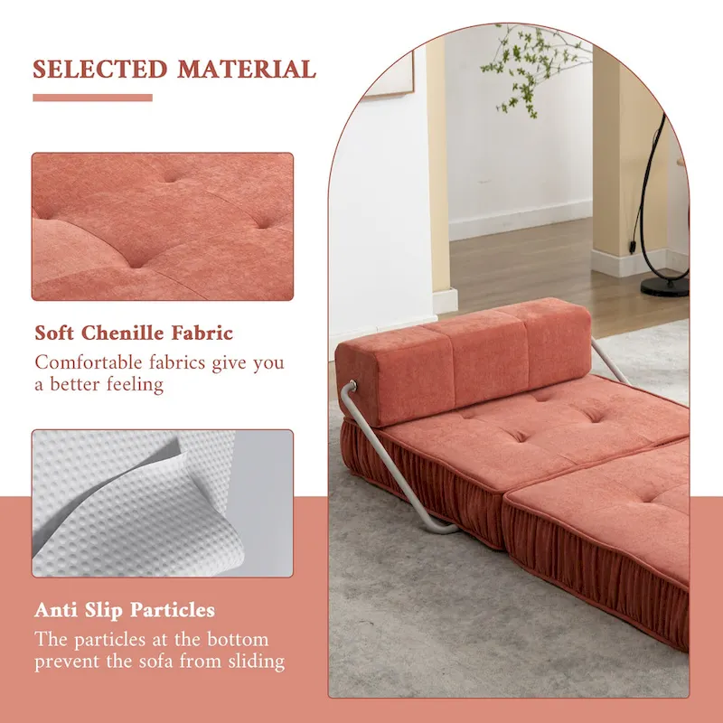 Convertible Sofa Bed,Modern Chenille Upholstered Sleeper Chair