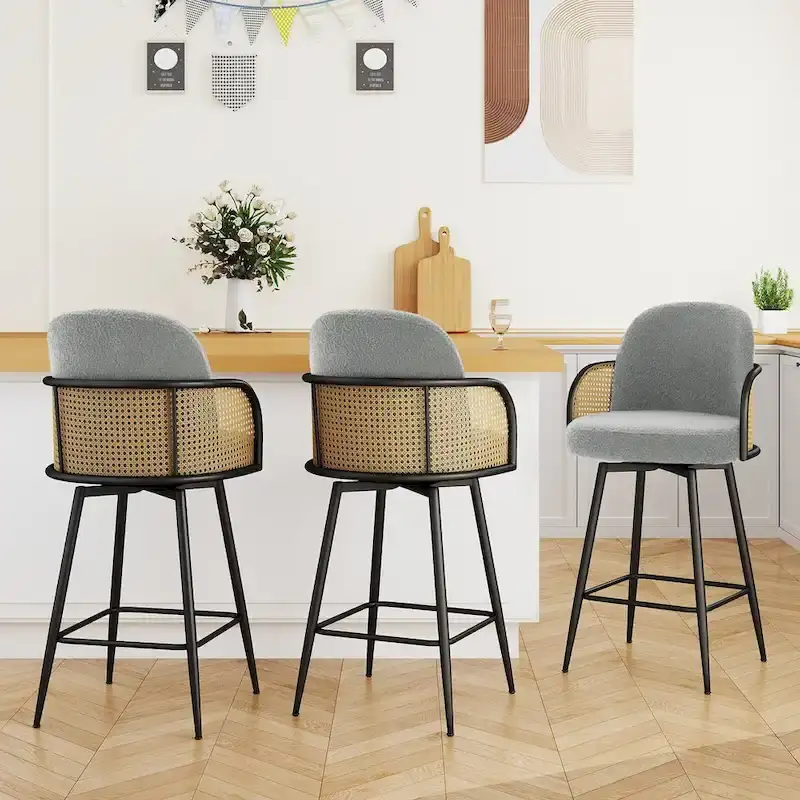26-Inch Fabric Upholstered Swivel Counter Height Bar Stools - 38.2 H x 21.5 W x 23.2 D