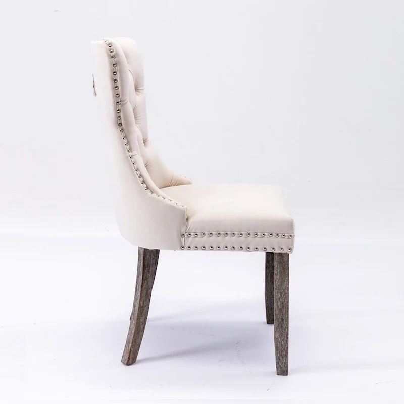 Modern Velvet Upholstered Dining Chair with Wood Legs,Set of 2