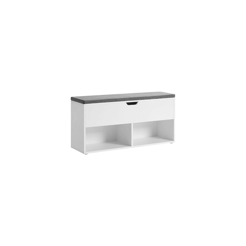 Gray Wood Shoe Storage Entryway Bench with Cushioned Seat - 11.8 D x 39.4 W x 18.9 H