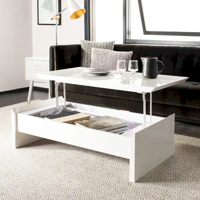SAFAVIEH Bobbye White Lift-Top Coffee Table - 47.2  x 23.6  x 13.4  - 47Wx24Dx13H