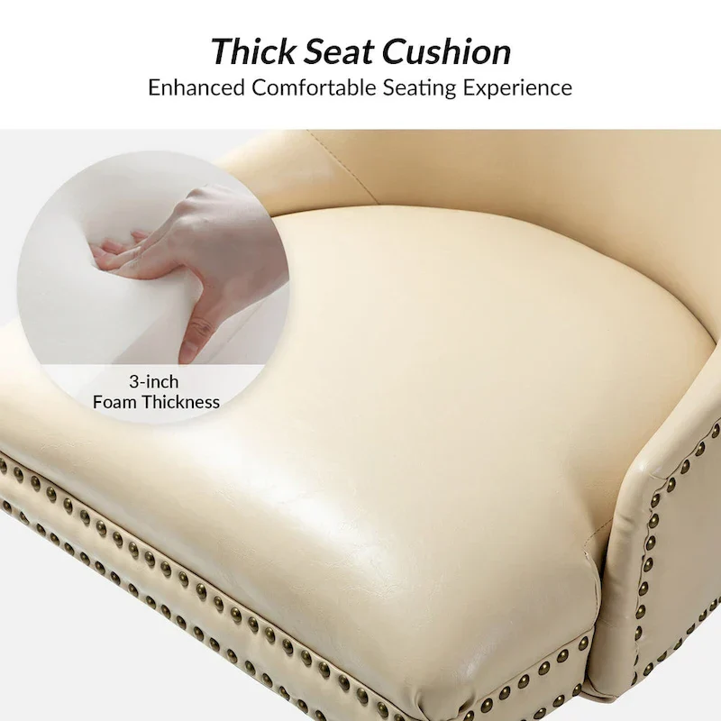 Faux Leather Task Chair with Arms and Nailhead Trim