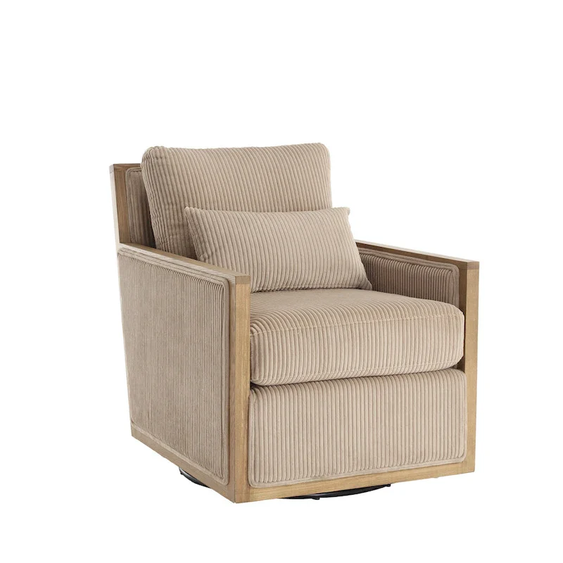 Camel 26.77  Swivel Barrel Chair with Hardwood Frame