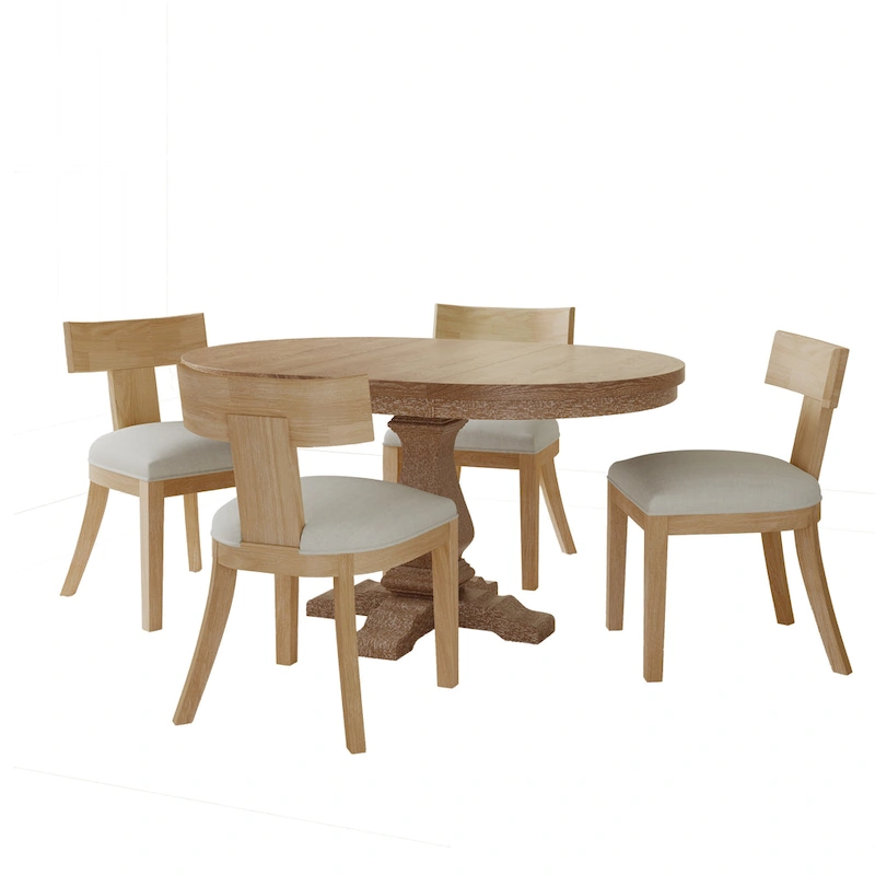 Fescue Fabric and Rubberwood 5 Piece Dining Set by Christopher Knight Home