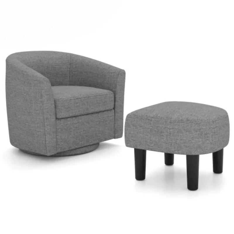 Modern Swivel Accent Chair with Ottoman for Living Room or Bedroom