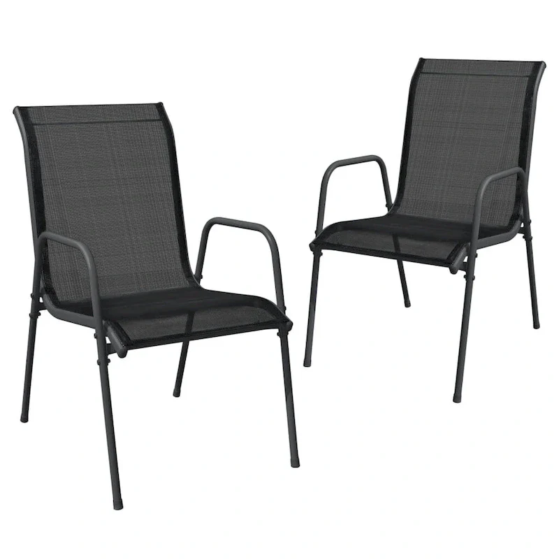 vidaXL Patio Chairs Outdoor Stack Chair for Patio Steel and Textilene Black