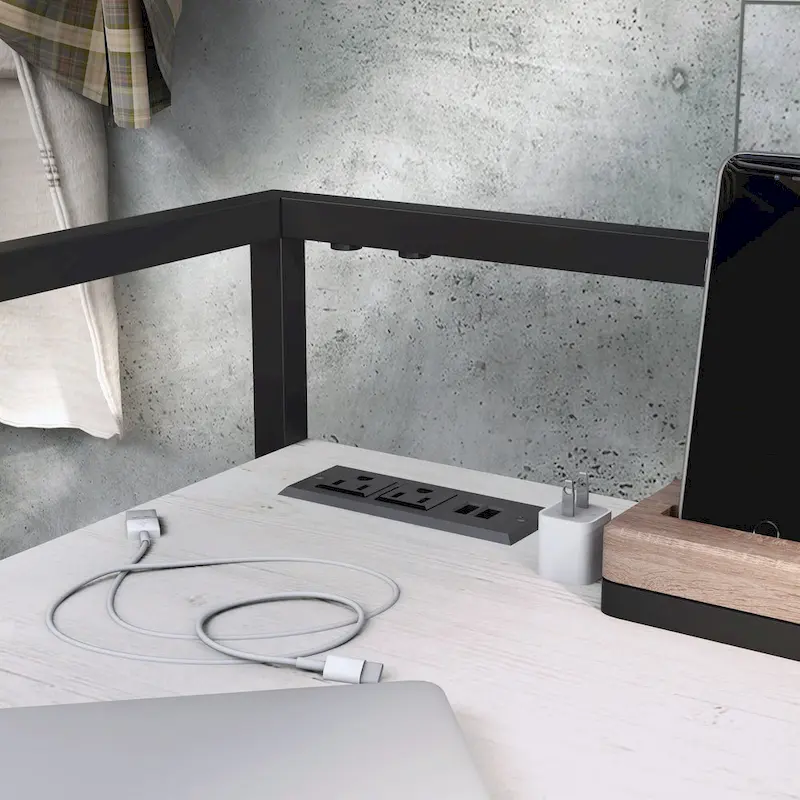 Industrial 49-inch Steel Computer Desk with USBs