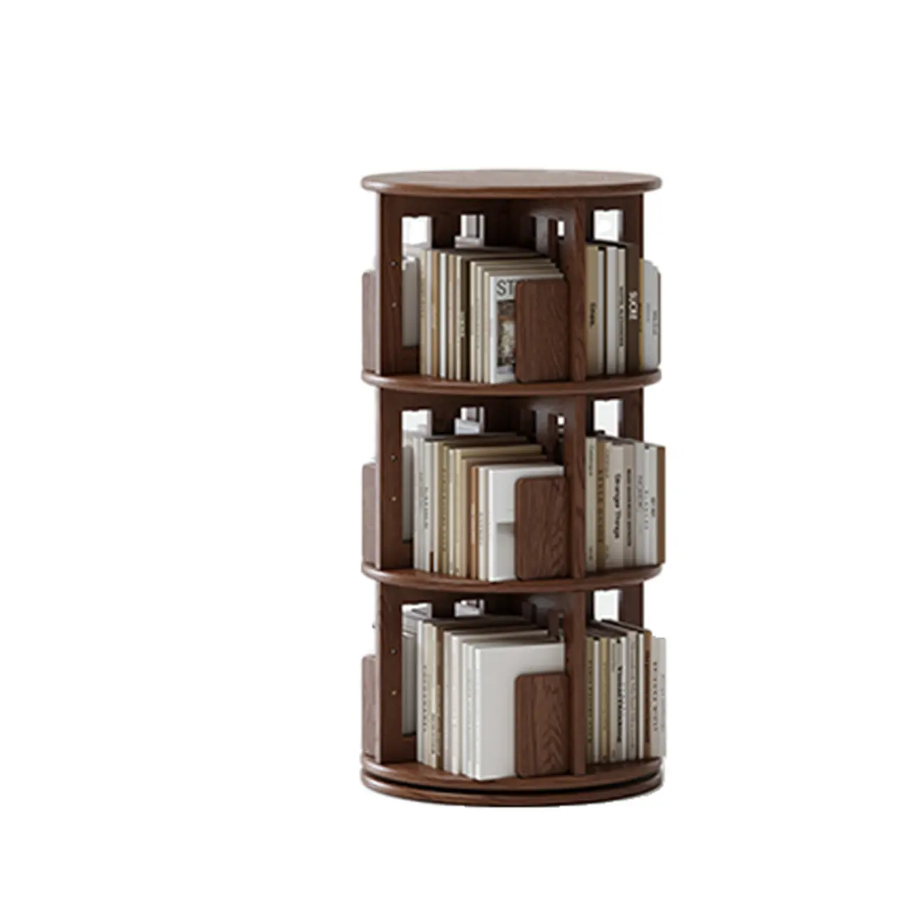 Swivel Rubberwood Vertical Open Back Bookcase with Drawer