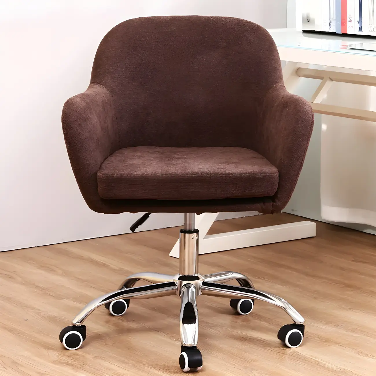 Low-back Green Fabric Swivel Armrest Office Chair
